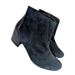 HOTTER! BLUE/BLACK GENUINE LEATHER & SUEDE, CHUNKY HEEL, ZIPPER ANKLE BOOTS! 6M